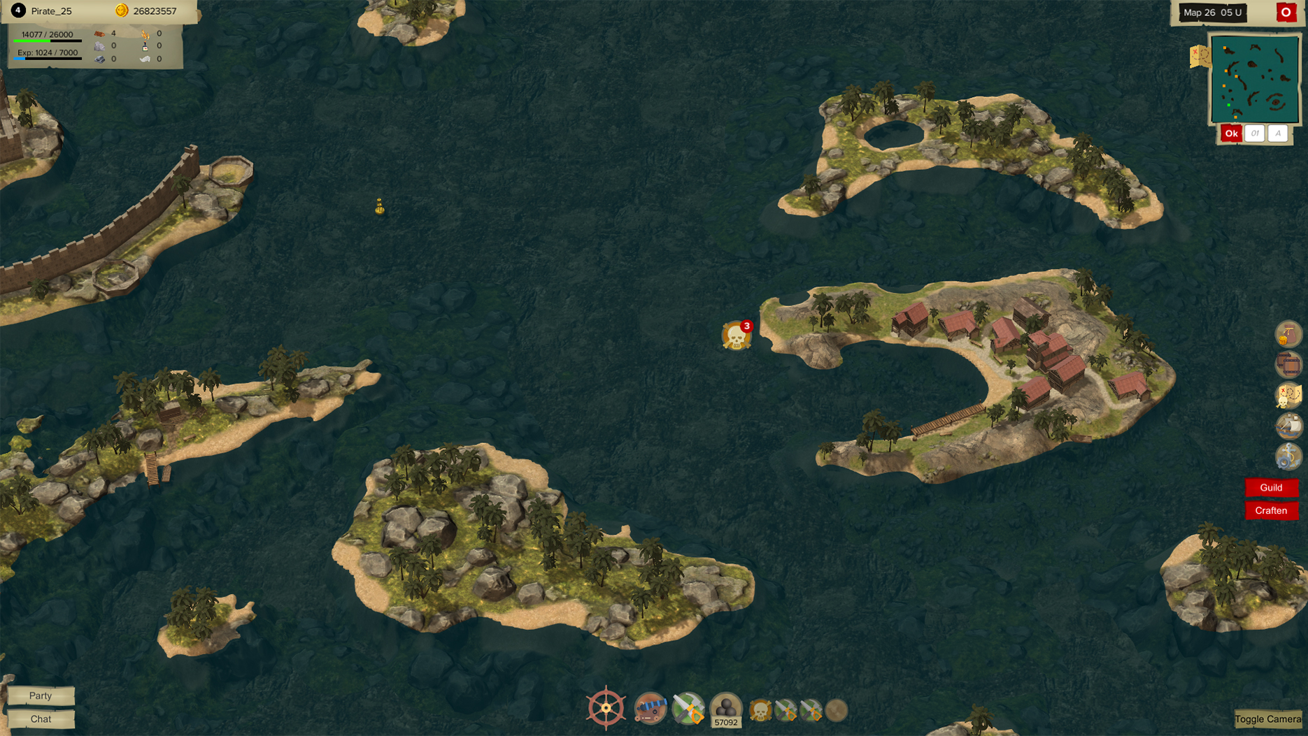 A fleet engaging an NPC convoy off an island